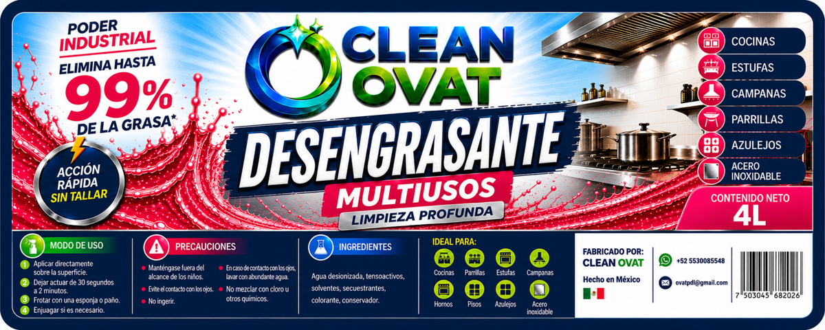 Clean Ovat Desengrasante Multiusos 4 L + Atomizador 650 ml