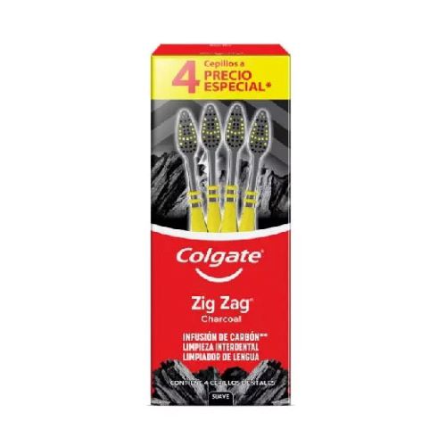 Cepillo dental Colgate zigzag charcoal 4 piez...