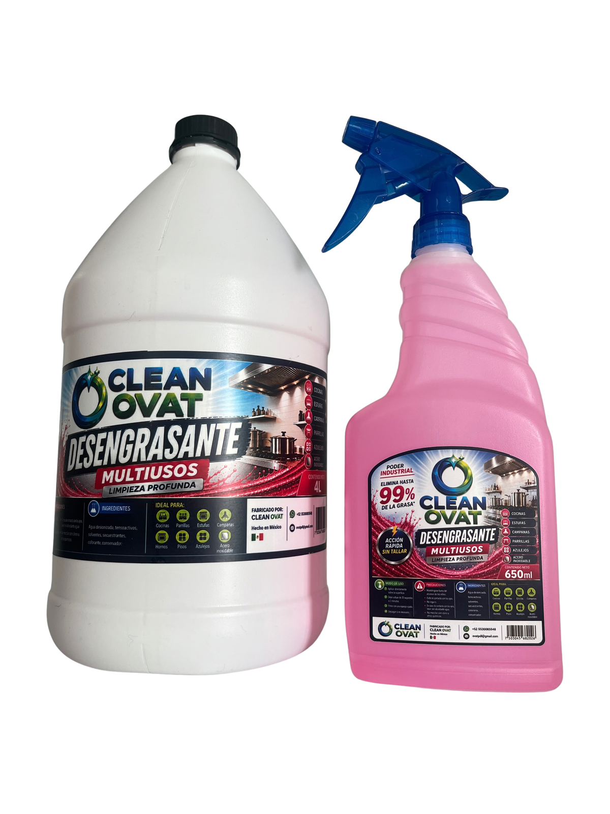 Clean Ovat Desengrasante Multiusos 4 L + Atomizador 650 ml